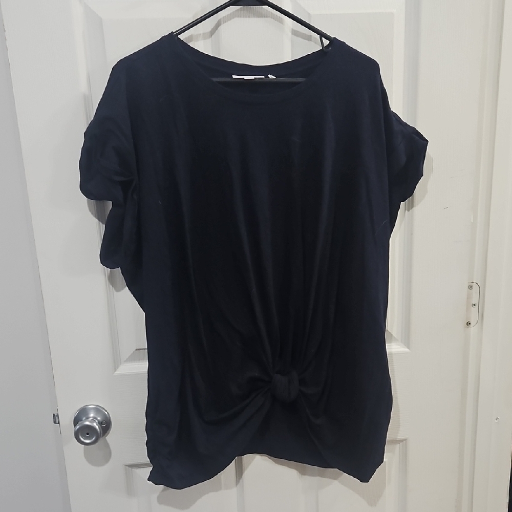 Chico's Elegant Navy Blue Knotted Tee Size Xxl